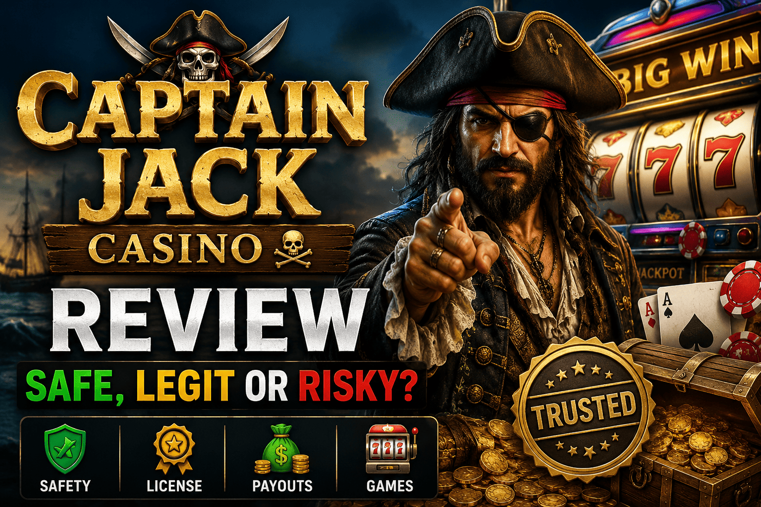 Captain Jack Casino review featuring bonus offers, games, payouts, safety features, and player experience analysis